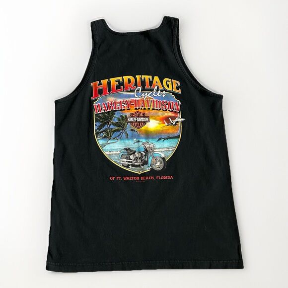 Harley Davidson Mens L Tank Top Y2K Heritage Fort Walton Beach 2010 Graphics - Picture 1 of 10